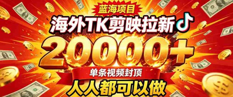 海外TK拉新最新玩法，剪映就能做，不用经验不用粉丝，单条视频收益上限2W+-湘创网