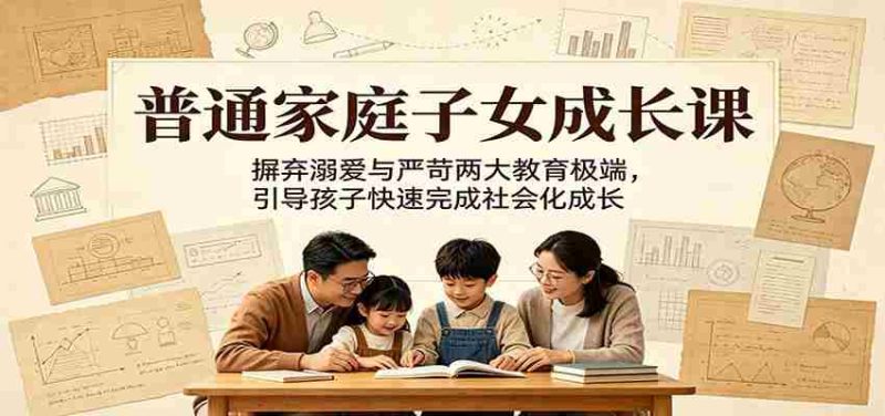 普通家庭子女成长课：摒弃溺爱与严苛两大教育极端，引导孩子快速完成社会化成长-湘创网