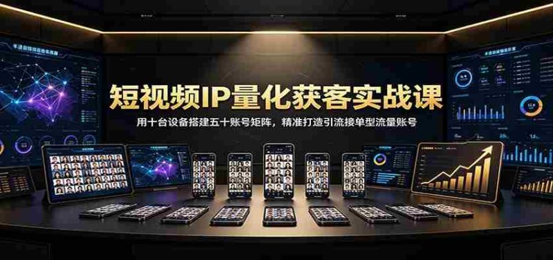 短视频IP量化获客实战课:用十台设备搭建五十账号矩阵,精准打造引流接单型流量账号-湘创网