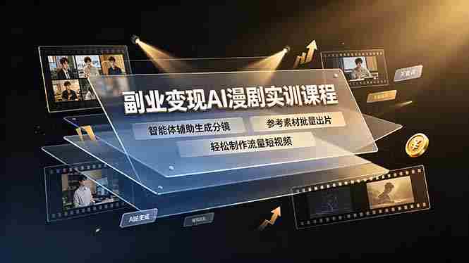 （19187期）副业变现AI漫剧实训课程，智能体辅助生成分镜，参考素材批量出片，轻松制作流量短视频-湘创网
