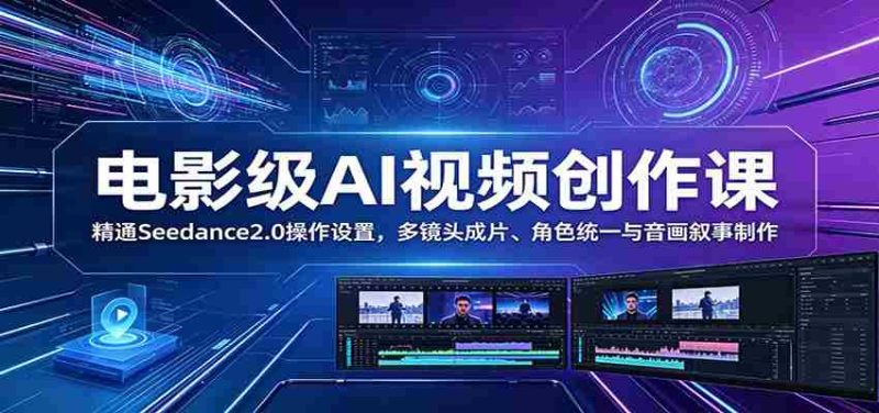 电影级AI视频创作课:精通Seedance2.0操作设置,多镜头成片、角色统一与音画叙事制作-湘创网