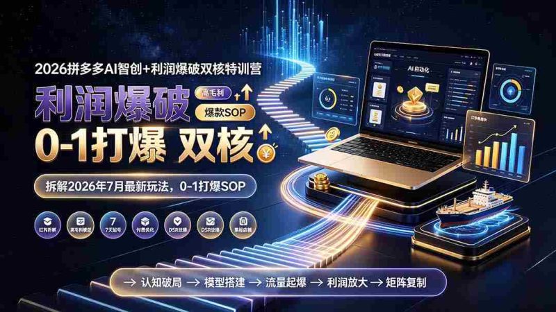 (19391期)2026拼多多AI智创+利润爆破双核特训营-更新:拆解2026年7月最新玩法,0-1打爆SOP-湘创网