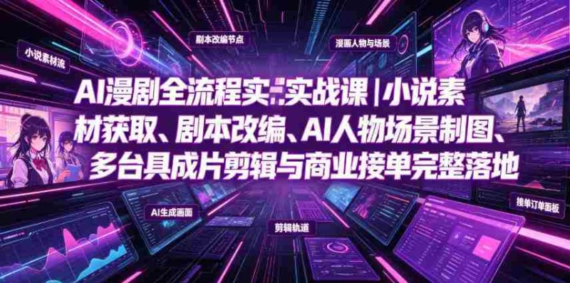 AI漫剧全流程实战课|小说素材获取、剧本改编、AI人物场景制图、多工具成片剪辑、平台付费变现与商业接单完整落地-湘创网