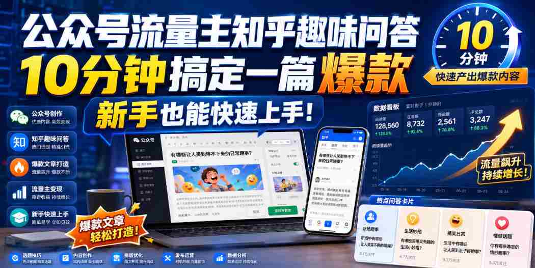 公众号流量主知乎趣味问答，10分钟搞定一篇爆款，新手也能快速上手！-湘创网