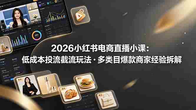 (19034期)2026小红书电商直播小课,低成本投流截流玩法,多类目爆款商家经验完整拆解教学-湘创网