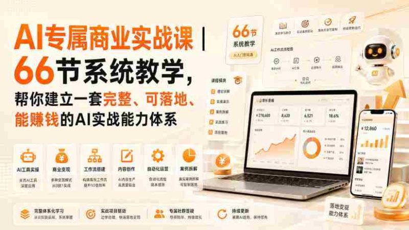 AI专属商业实战课|66节系统教学,帮你建立一套完整、可落地、能賺钱的AI实战能力体系-湘创网