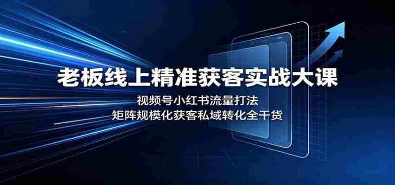 老板线上精准获客实战大课:视频号小红书流量打法,矩阵规模化获客私域转化全干货-湘创网