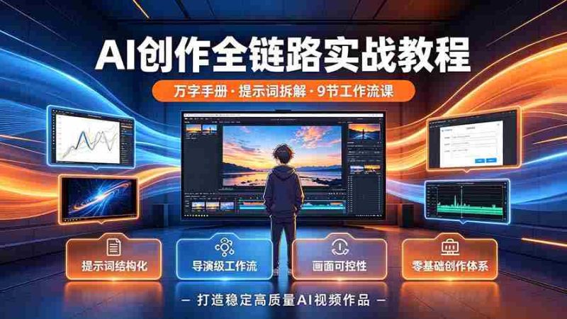 (19247期)AI创作全链路实战教程|万字手册·提示词拆解·9节工作流课,打造稳定高质量AI视频作品-湘创网
