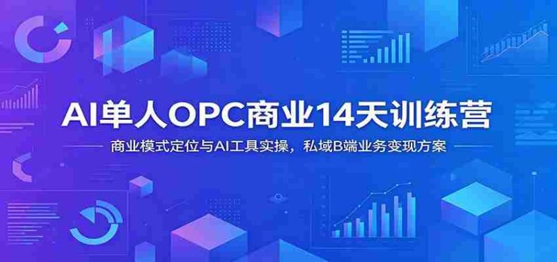 AI单人OPC商业14天训练营:商业模式定位与AI工具实操,私域B端业务变现方案-湘创网