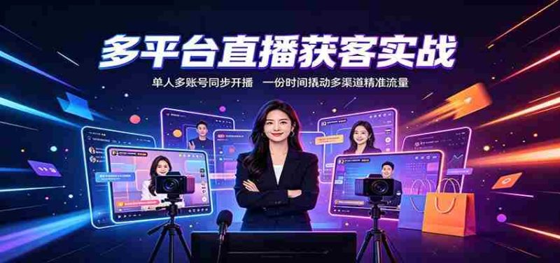 多平台直播获客实战：单人多账号同步开播，一份时间撬动多渠道精准流量-湘创网