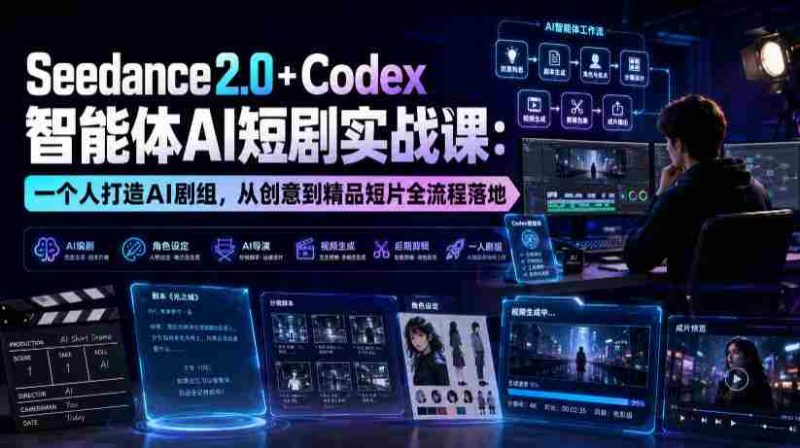 Seedance2.0+Codex智能体AI短剧实战课:一个人打造AI剧组,从创意到精品短片全流程-湘创网