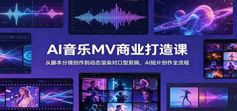 AI音乐MV商业打造课:从脚本分镜创作到动态渲染对口型剪辑,AI短片创作全流程-湘创网