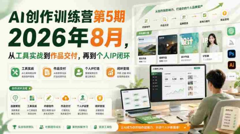 AI创作训练营第5期2026年8月,从工具实战到作品交付,再到个人IP闭环-湘创网