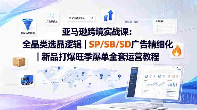 (19837期)亚马逊跨境实战课-更新:全品类选品逻辑|SP/SB/SD广告精细化|新品打爆旺季爆单全套运营教程-湘创网