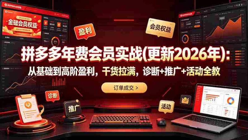 (19290期)拼多多年费会员实战(更新2026年):从基础到高阶盈利,干货拉满,诊断+推广+活动全教-湘创网