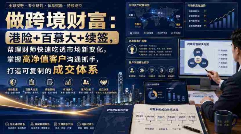 做跨境财富:港险+百慕大+续签,帮理财师快速吃透市场新变化,掌握高净值客户沟通抓手,打造可复制的成交体系-湘创网