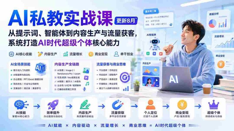 (20149期)AI私教实战课-更新8月:从提示词、智能体到内容生产与流量获客,系统打造AI时代超级个体核心能力-湘创网