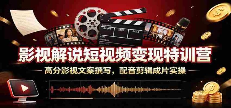 影视解说短视频变现特训营:高分影视文案撰写,配音剪辑成片实操-湘创网