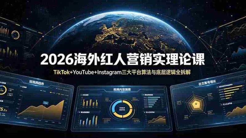 (19126期)2026海外红人营销实理论课:TikTok+YouTube+Instagram三大平台算法与底层逻辑全拆解-湘创网