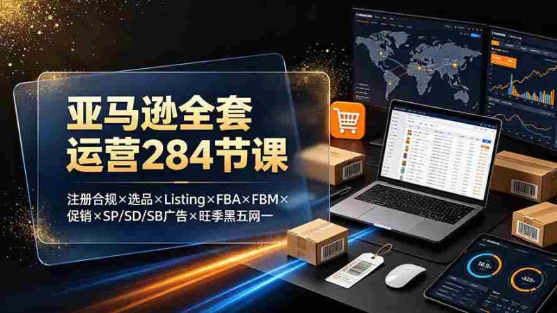 (19410期)亚马逊全套运营284节课:注册合规×选品×Listing×FBA×FBM×促销×SP/SD/SB广告×旺季黑五网一-湘创网