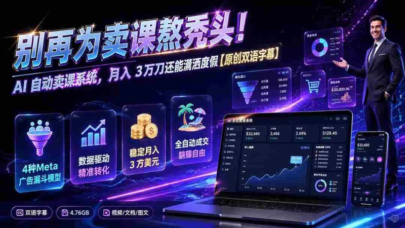 (19649期)别再为卖课熬秃头!AI 自动卖课系统,月入 3 万刀还能潇洒度假【原创双语字幕】-湘创网