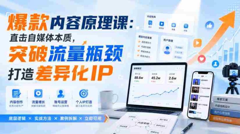 爆款内容原理课:直击自媒体本质,突破流量瓶颈打造差异化IP-湘创网