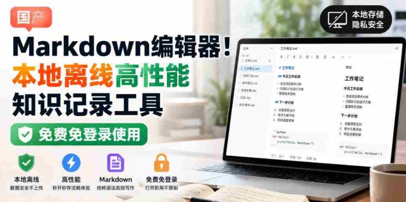 国产Markdown编辑器!本地离线高性能知识记录工具,免费免登录使用-湘创网