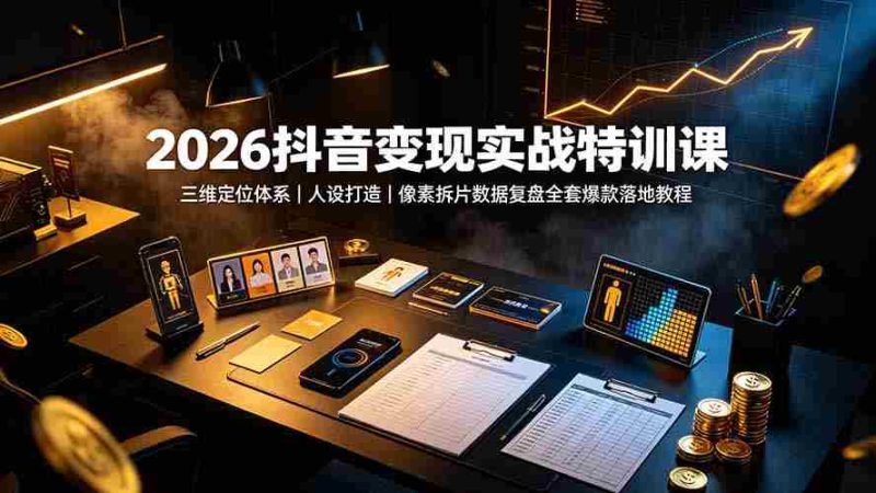 (19419期)2026抖音变现实战特训课:三维定位体系|人设打造|像素拆片数据复盘全套爆款落地教程-湘创网