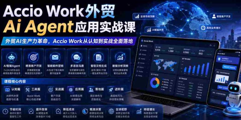 Accio Work外贸Ai Agent应用实战课,外贸AI生产力革命,Accio Work从认知到实战全面落地-湘创网