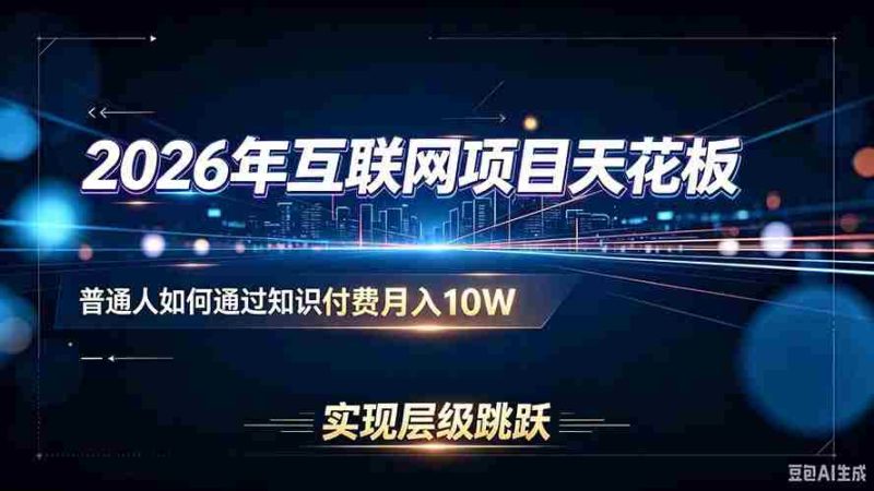 (20150期)2026年互联网项目天花板:普通人如何通过知识付费月入10W,实现层级跳跃-湘创网