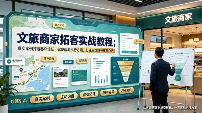 (19273期)文旅商家拓客实战教程;真实案例打造客户信任,完整落地执行方案,行业避坑账号布局心法-湘创网