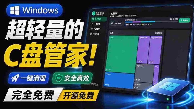 (19750期)Windows 超轻量的C盘管家!超级有特点,支持磁盘分析及清理提醒,2M大小体积,完全免费 C盘管家-湘创网