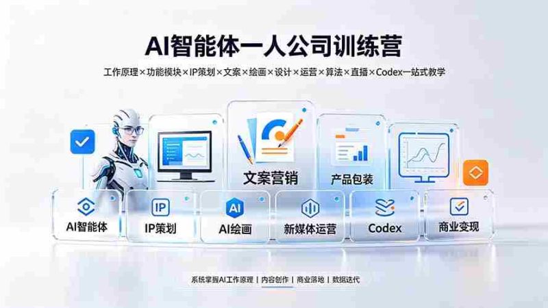 (19502期)AI智能体一人公司训练营:工作原理×功能模块×IP策划×文案×绘画×设计×运营×算法×直播×Codex一站式教学-湘创网