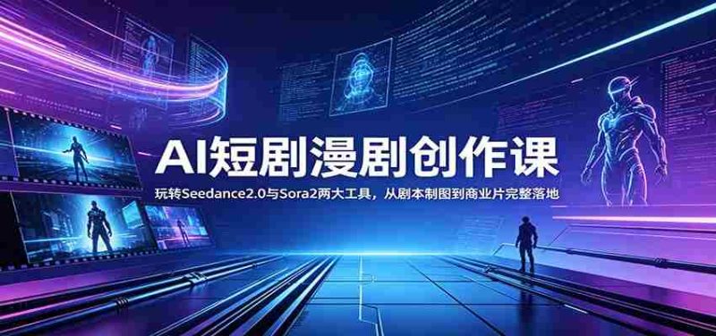 AI短剧漫剧创作课:玩转Seedance2.0与 Sora2两大工具,从剧本制图到商业片完整落地-湘创网