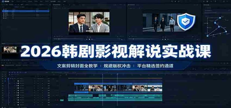 2026韩剧影视解说实战课:文案剪辑封面全教学,规避版权冲击平台精选签约通道-湘创网
