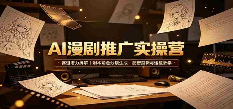 AI漫剧推广实操营:赛道潜力拆解,剧本角色分镜生成,配音剪辑与运镜教学-湘创网