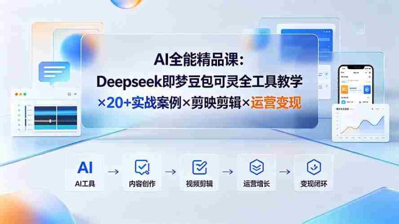 (19278期)AI全能精品课:Deepseek即梦豆包可灵全工具教学×20+实战案例×剪映剪辑×运营变现-湘创网