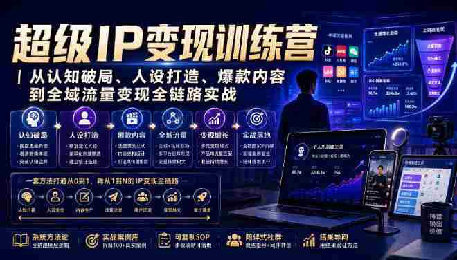 超级IP变现训练营｜从认知破局、人设打造、爆款内容到全域流量变现全链路实战-湘创网