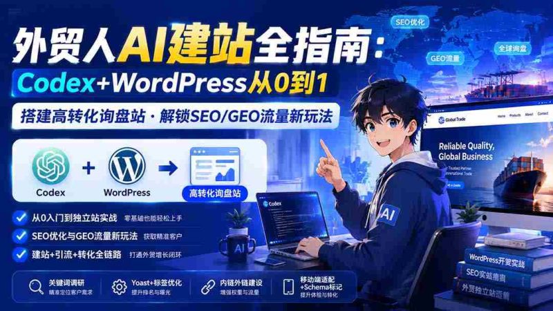 (19818期)外贸人AI建站全指南:Codex+WordPress从0到1·搭建高转化询盘站·解锁SEO/GEO流量新玩法-更新-湘创网