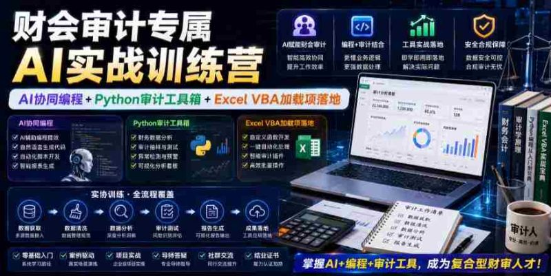 财会审计专属AI实战训练营|AI协同编程+Python审计工具箱+Excel VBA加载项落地(更新0816)-湘创网
