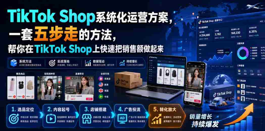 TikTok Shop系统化运营方案，一套五步走的方法，帮你在TikTok Shop上快速把销售额做起来【原创双语字幕】-湘创网