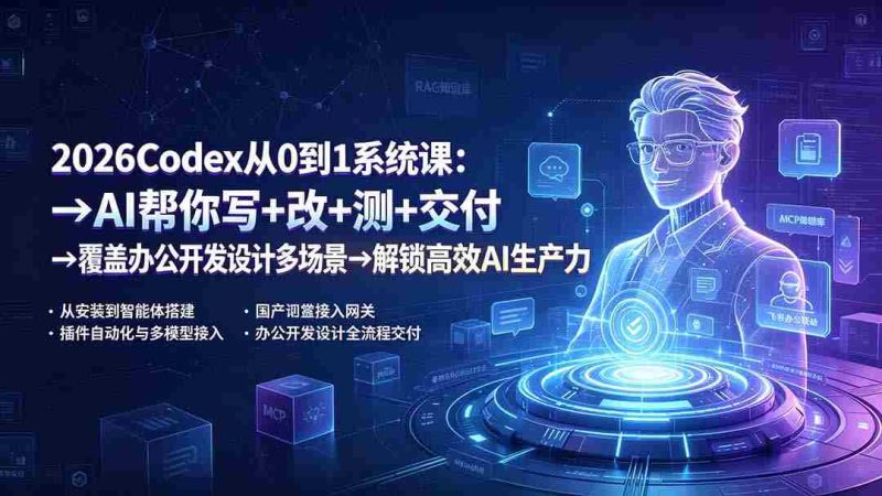 (19461期)2026Codex从0到1系统课:→AI帮你写+改+测+交付→覆盖办公开发设计多场景→解锁高效AI生产力-湘创网