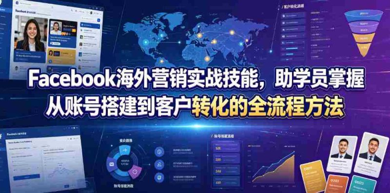 Facebook海外营销实战技能,助学员掌握从账号搭建到客户转化的全流程方法-湘创网