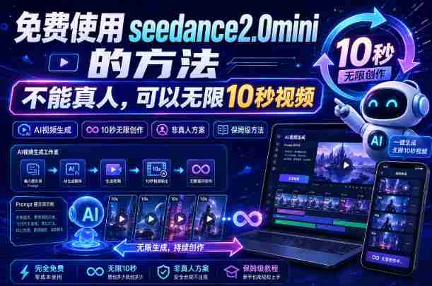 免费使用seedance2.0mini的方法，不能真人，可以无限10秒视频，9图+3音频参考-湘创网