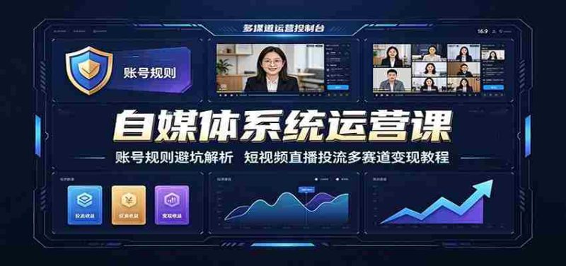 自媒体系统运营课:账号规则避坑解析,短视频直播投流多赛道变现教程-湘创网