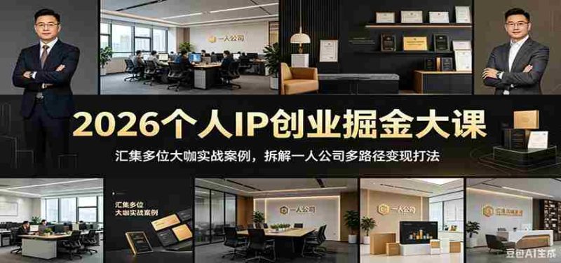 2026个人IP创业掘金大课:汇集多位大咖实战案例,拆解一人公司多路径变现打法-湘创网