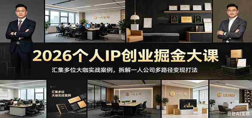 2026个人IP创业掘金大课：汇集多位大咖实战案例，拆解一人公司多路径变现打法-湘创网