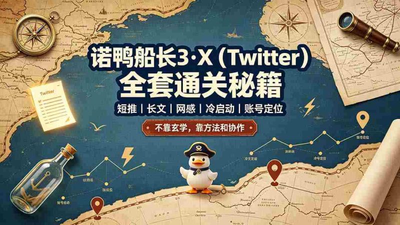 (19215期)诺鸭船长3·X(Twitter)全套通关秘籍,短推、长文、网感、冷启动、账号定位,不靠玄学,靠方法和协作-湘创网