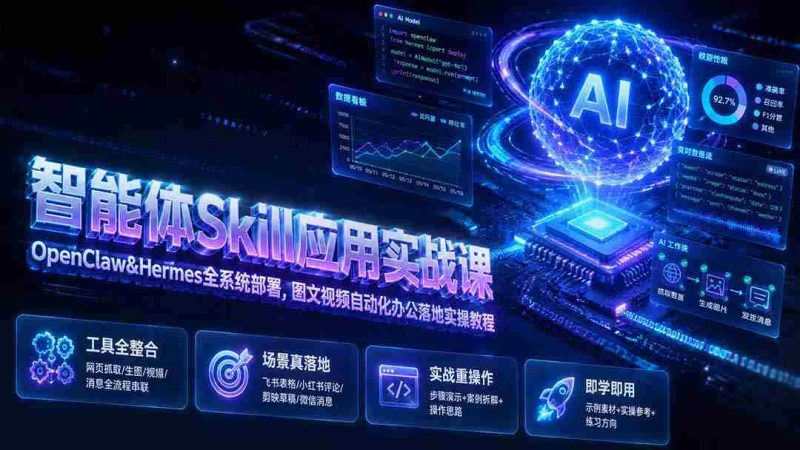 (19645期)智能体Skill应用实战课:OpenClaw&Hermes全系统部署,图文视频自动化办公落地实操教程-湘创网