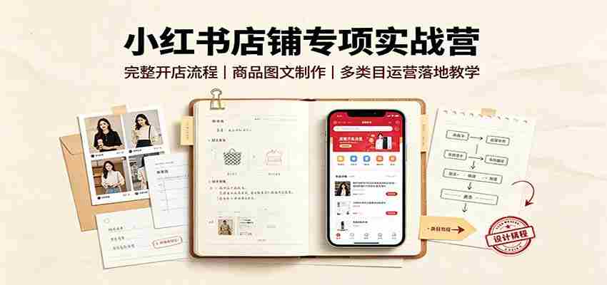 小红书店铺专项实战营：完整开店流程，商品图文制作，多类目运营落地教学-湘创网